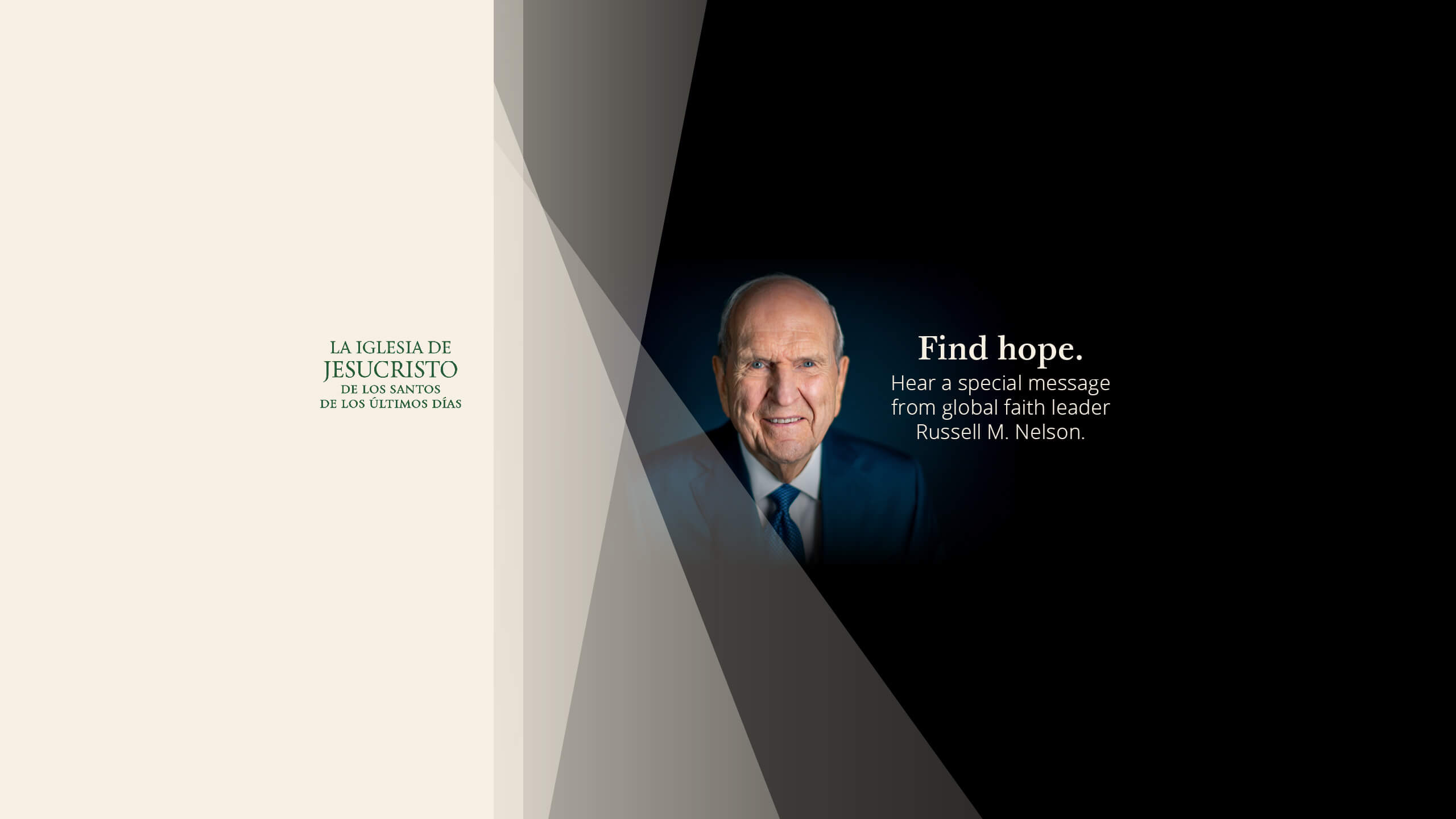A social media banner saying: Find hope. Hear a special message from global faith leader Russell M. Nelson.